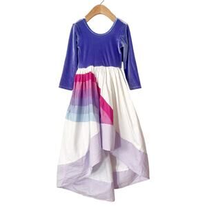 Pleiades Purple Velvet Unicorn Rainbow Windsong Dress - 4T